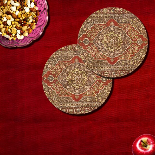 Persian carpet   look -  Tabris Round Paper Coaster (Creator Uploaded)