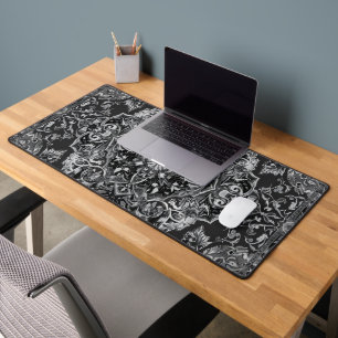 Persian Carpet Monochromatic Pattern Desk Mat