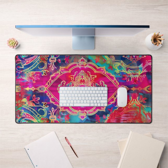 Persian Carpet Neon Colours Desk Mat (Office 1)