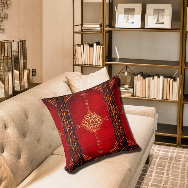 Persian carpet pattern in dark red cushion (Creator Uploaded)