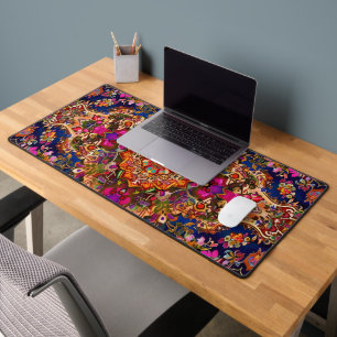 Persian Carpet Purple Abstract Pattern Desk Mat