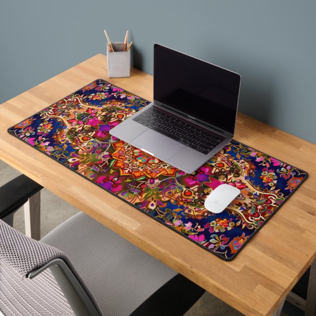 Persian Carpet Purple Abstract Pattern Desk Mat (Office 2)