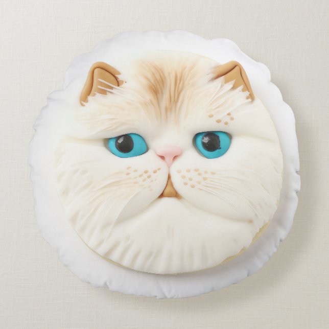 Persian Cat 3D Inspired Round Cushion (Front)