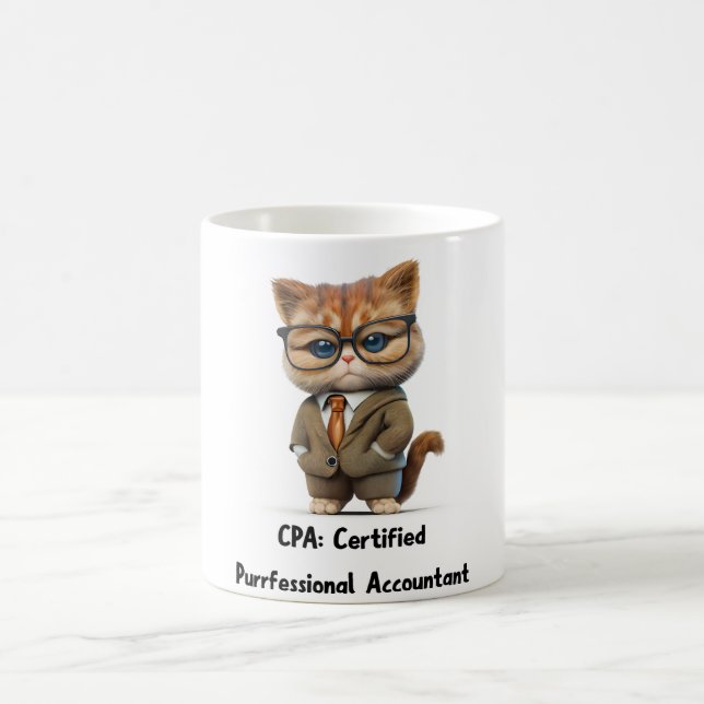 Persian Cat Accountant Mug — Funny Office Gift  (Center)