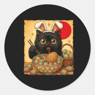 Persian Cat Anime Eating Ramen Japanese Egg Easter Classic Round Sticker