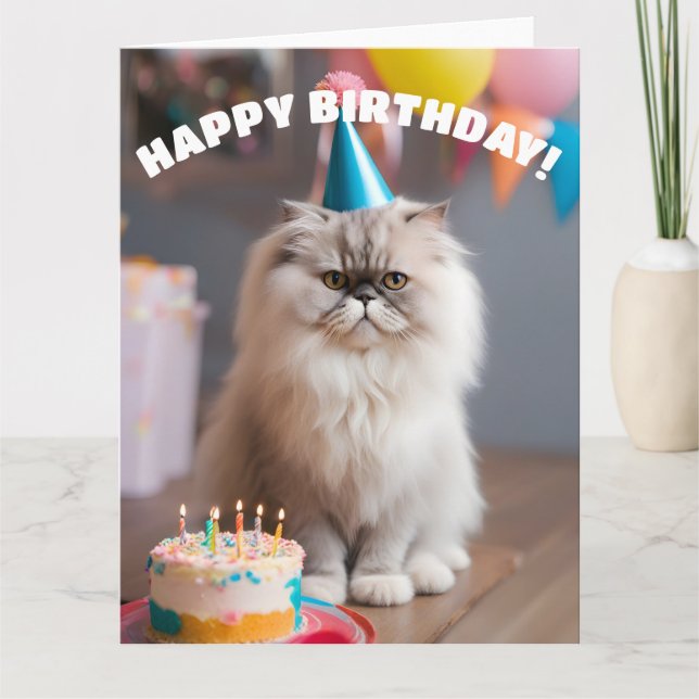 Persian Cat Birthday Party Card (Front)