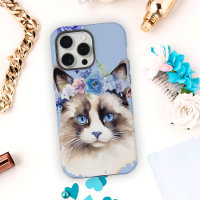 Persian Cat Blue Floral