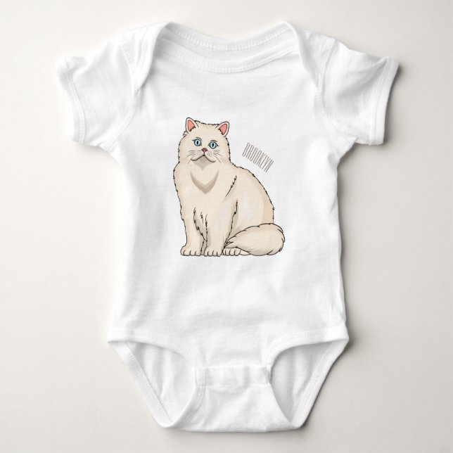 Persian cat cartoon illustration  baby bodysuit (Front)