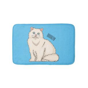 Persian cat cartoon illustration bath mat