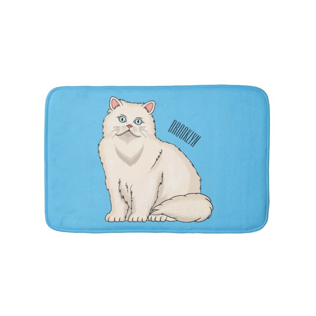 Persian cat cartoon illustration  bath mat (Front)