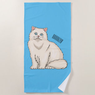Persian cat cartoon illustration beach towel
