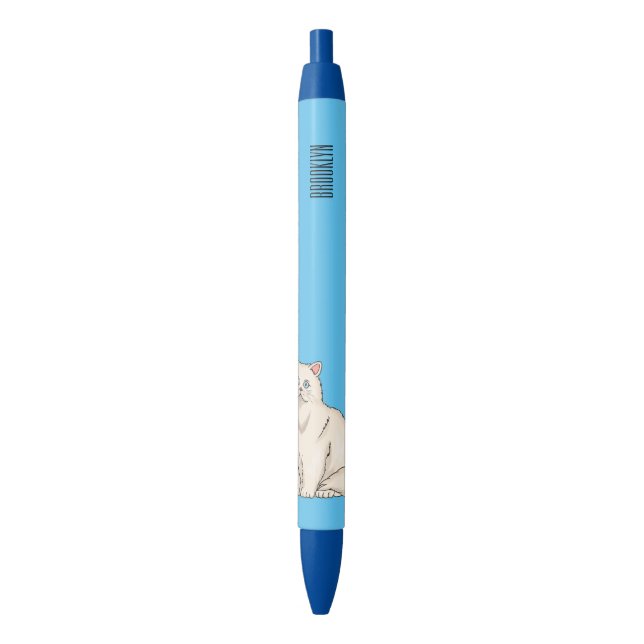 Persian cat cartoon illustration  black ink pen (Front Vertical)