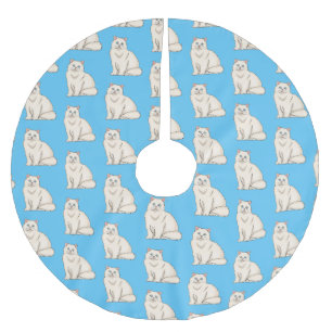 Persian cat cartoon illustration brushed polyester tree skirt