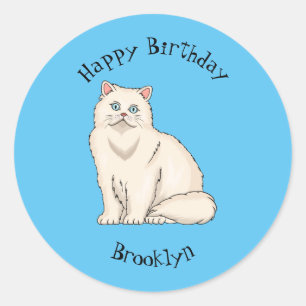 Persian cat cartoon illustration classic round sticker