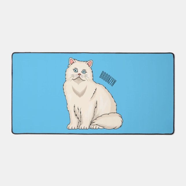 Persian cat cartoon illustration  desk mat (Front)