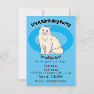 Persian cat cartoon illustration invitation