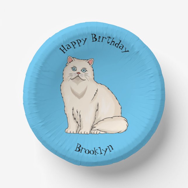 Persian cat cartoon illustration  paper plate (Front)