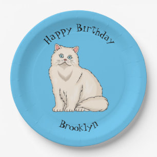 Persian cat cartoon illustration paper plate