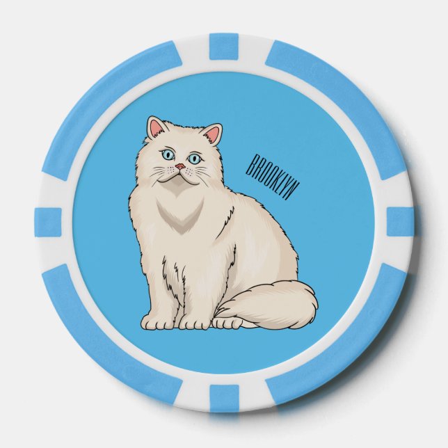 Persian cat cartoon illustration poker chips (Front)