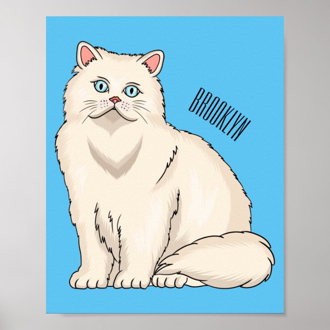 Persian cat cartoon illustration  poster (Front)