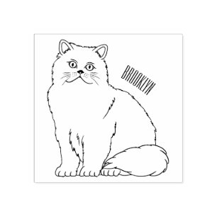 Persian cat cartoon illustration  rubber stamp