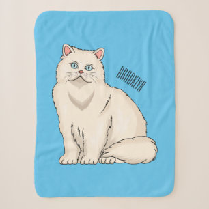 Persian cat cartoon illustration sherpa blanket