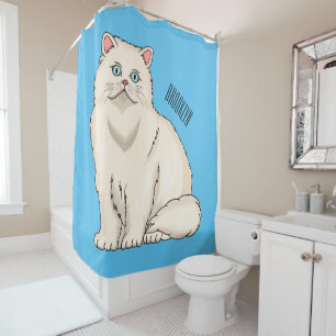 Persian cat cartoon illustration shower curtain