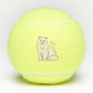 Persian cat cartoon illustration tennis balls