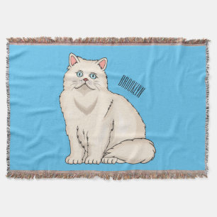 Persian cat cartoon illustration throw blanket