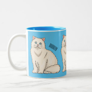Persian cat cartoon illustration Two-Tone coffee mug