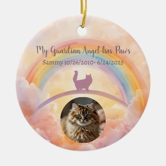 Persian Cat Ceramic Pet Memorial Ornament (Front)