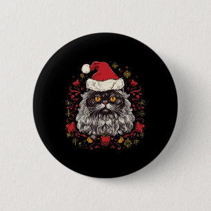 Persian Cat Christmas 6 Cm Round Badge