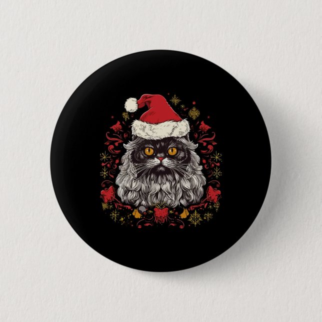 Persian Cat Christmas   6 Cm Round Badge (Front)