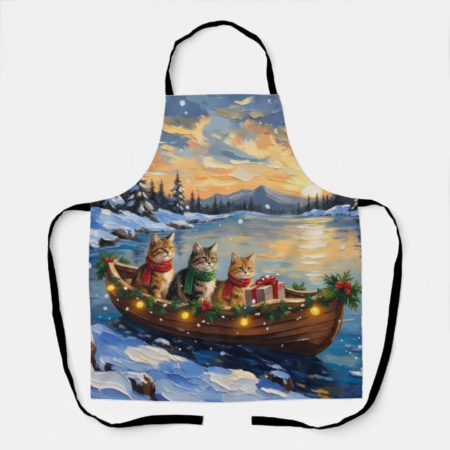 Persian Cat Christmas Boat Holiday Apron (Front)