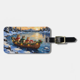 Persian Cat Christmas Boat Holiday Luggage Tag