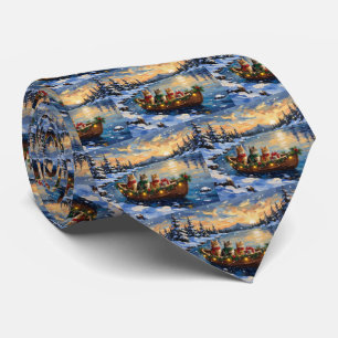 Persian Cat Christmas Boat Holiday Tie