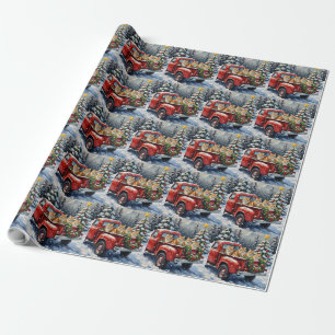 Persian Cat Christmas Red Truck Holiday Wrapping Paper