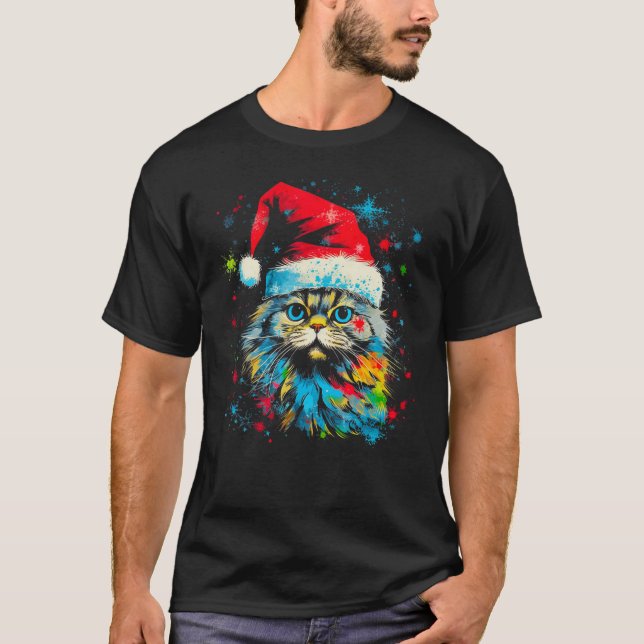 Persian Cat Christmas T-Shirt (Front)
