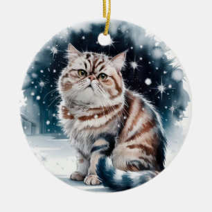 Persian Cat Circle Christmas Xmas Ornament