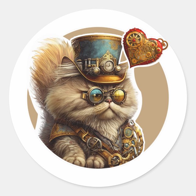 Persian Cat Classic Round Sticker (Front)