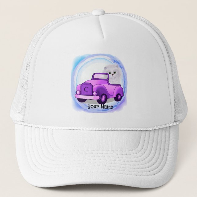 Persian Cat Driving Car hat (Front)