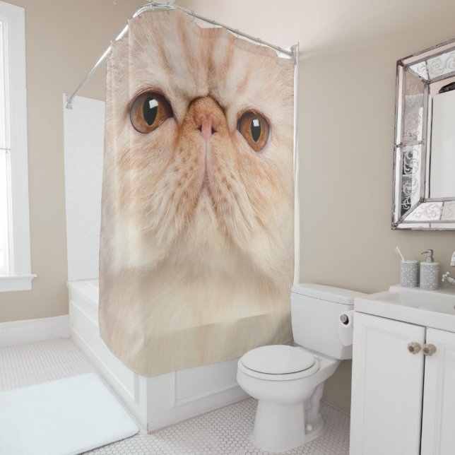 Persian Cat Face Shower Curtain (In Situ)
