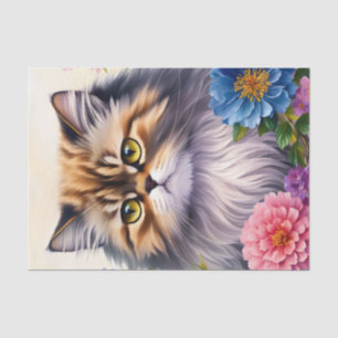 Persian Cat Floral Art Tissue Paper