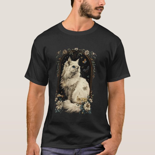 Persian Cat Flower T-Shirt (Front)