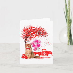 Persian Cat Heart Tree Valentines Day Card