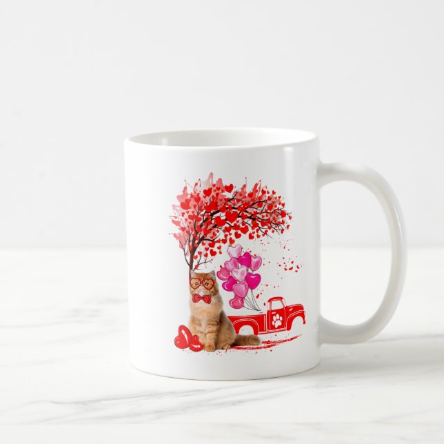 Persian Cat Heart Tree Valentines Day  Coffee Mug (Right)