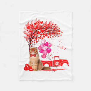 Persian Cat Heart Tree Valentines Day  Fleece Blanket