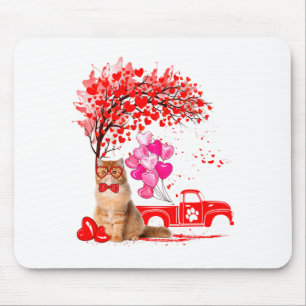 Persian Cat Heart Tree Valentines Day  Mouse Pad