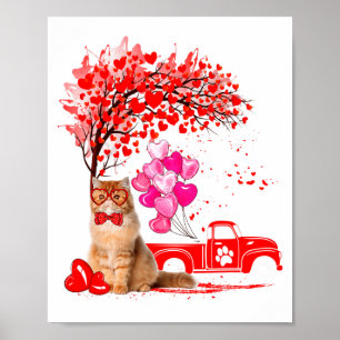 Persian Cat Heart Tree Valentines Day  Poster