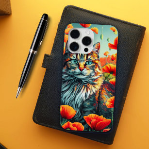 Persian Cat In A Flower Field iPhone 15 Pro Max Case
